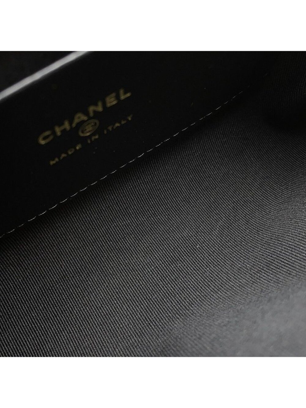 Chanel Shoulder Bag Quilted CC Logo Ribbon Chain Clutch Patent Black - Picture 7 of 10